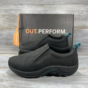 Merrell Women’s Jungle Moc Black Leather Slip On Walking Hiking Shoes Size 6